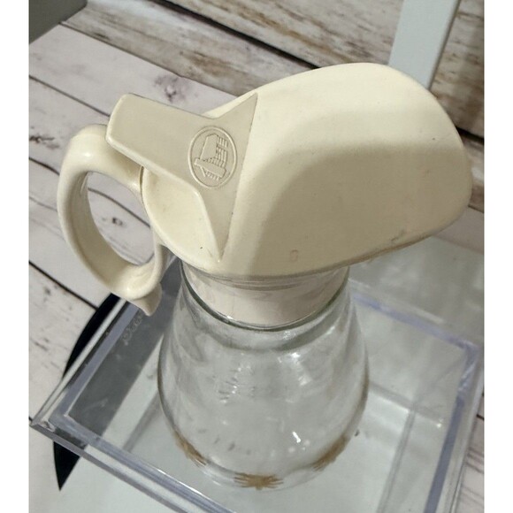 Mid Century Modern RETRO Atomic Starburst Log Cabin Syrup Glass Dispenser Bottle - Picture 7 of 10